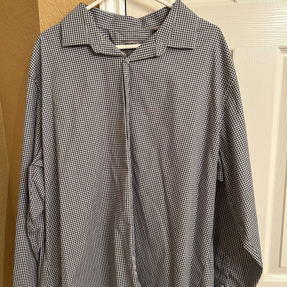 Unlisted by Kenneth Cole Slim Fit Long Sleeve Shirt - Black Checkered-2XL 36/37